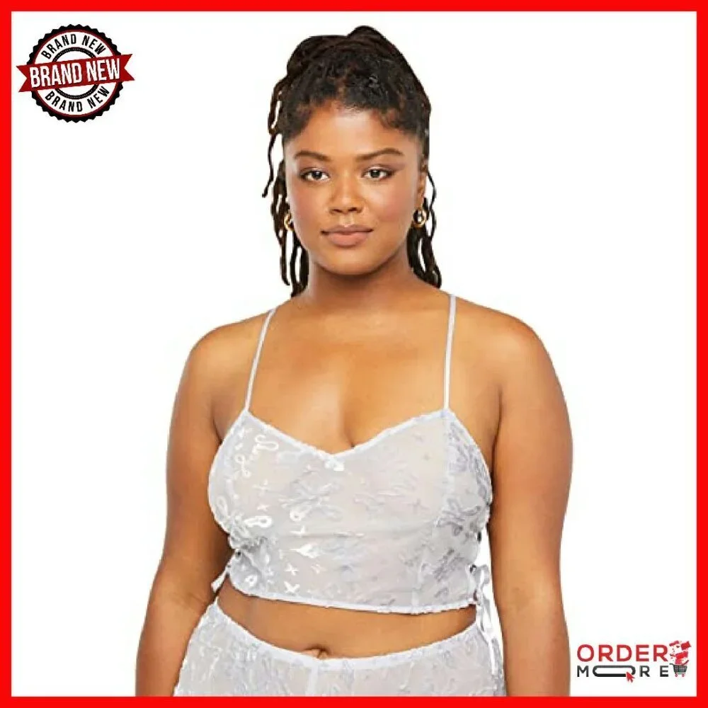 Cropped Velvet Sleep Cami with Lace-Up Sides & Adjustable Straps